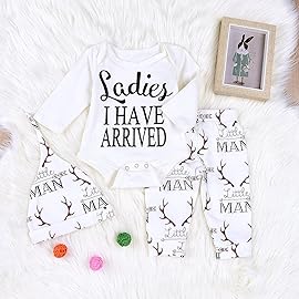 Newborn Suit For Baby Shower Deer Print Long Sleeve Romper+Long Pants+Hat (0-3months, Man),3M