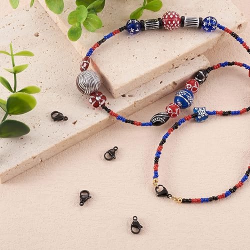 Vista 169 de Pandahall - 100 cierres de pinza de langosta de acero inoxidable, joyería de oro real de 24 quilates, cierre de langosta de 2 colores, cierre