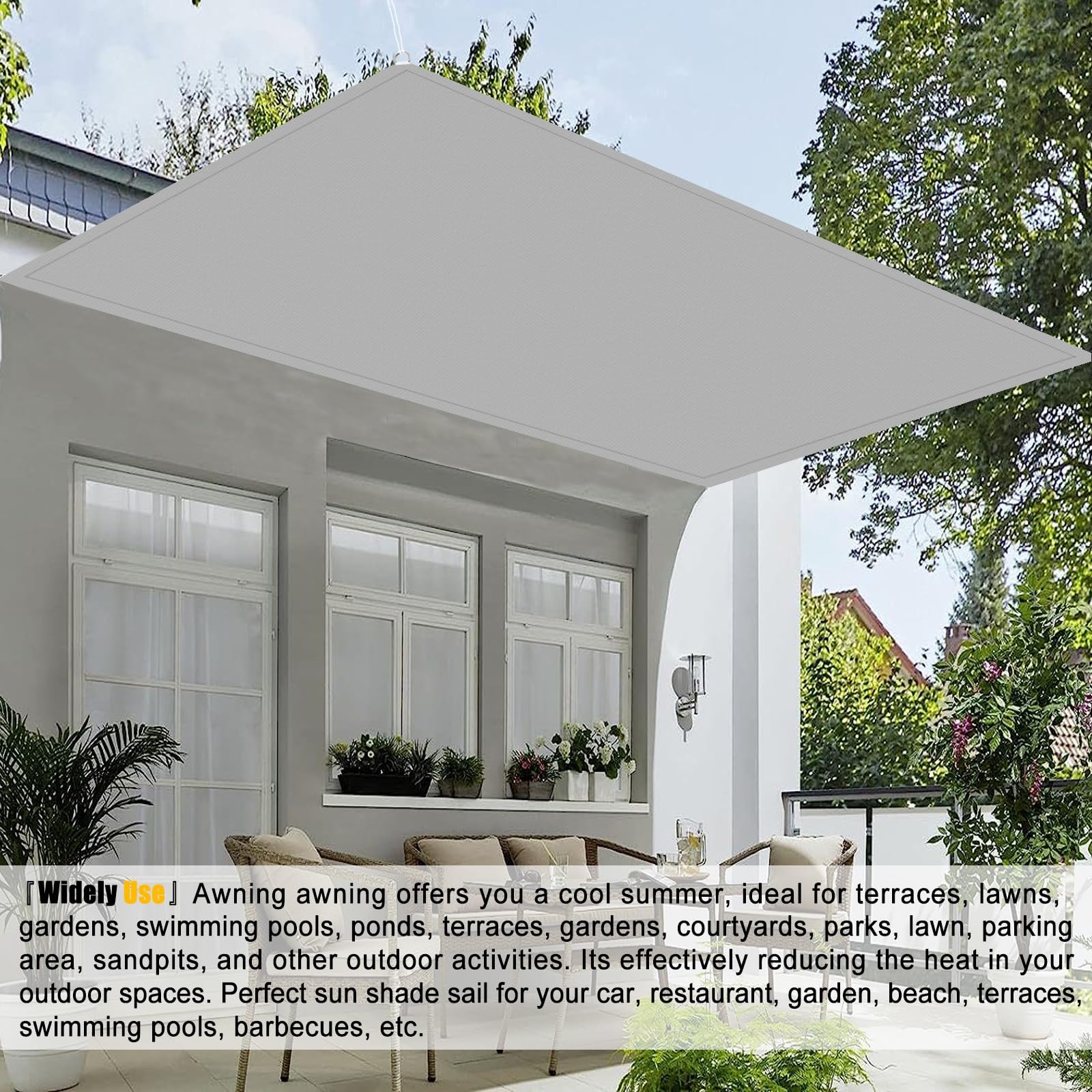 Toldo Vela Rectangular 3x4 Metros - Protección UV 95%, Tela Oxford, Incluye Accesorios De Acero, Color Beige