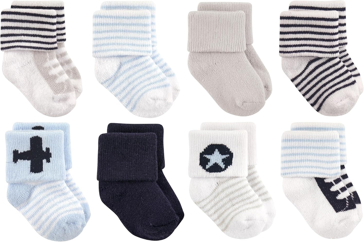 Luvable Friends Basics Unisex Baby Cozy Terry Socks 8-Pack