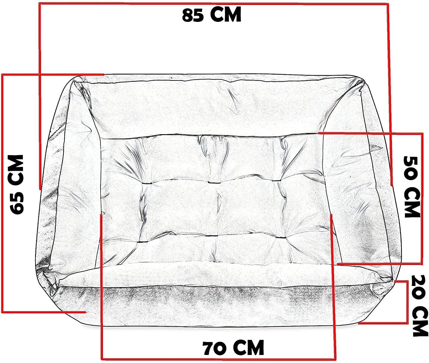 Pet Bed for Dog and Cat - Dog Sofa - Washable - Medium and Big Dogs - L - Black and Gray - Paws and Flax