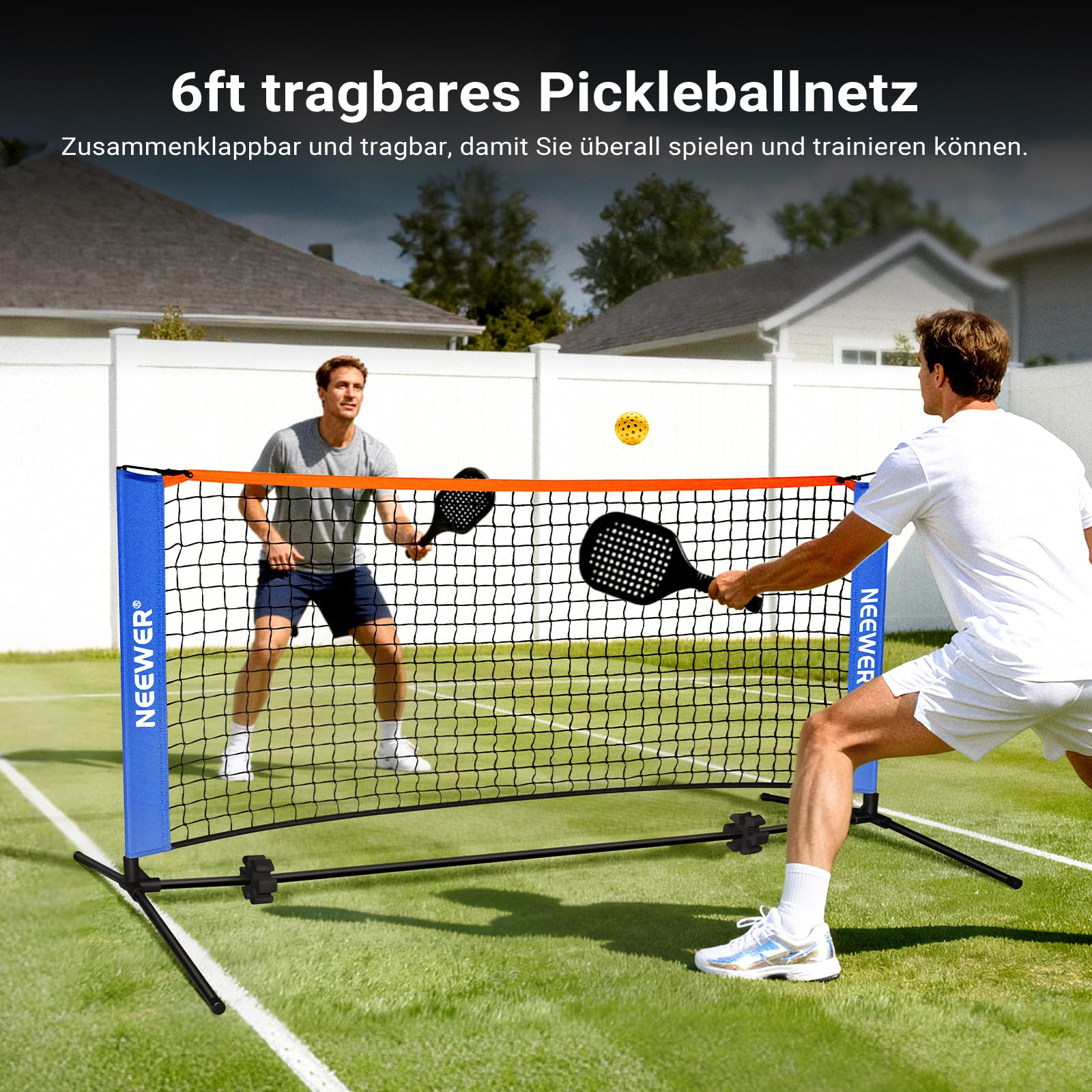 NEEWER Pickleball Netz, breites Badmintonnetz, kleines tragbares faltbares Zubehör für Auffahrt, für Training, Übung von Pickleball im Innen und Außenbereich, Keine Werkzeuge erforderlich