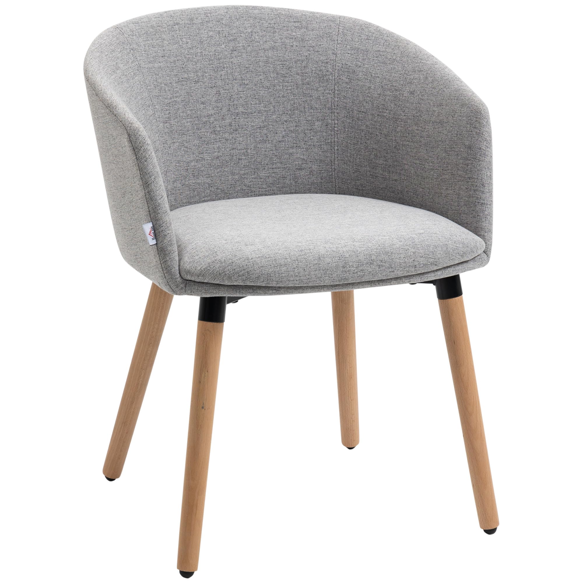 HOMCOM Silla de Comedor Butaca de Salón Lino Sintético 57x56x72 cm Gris