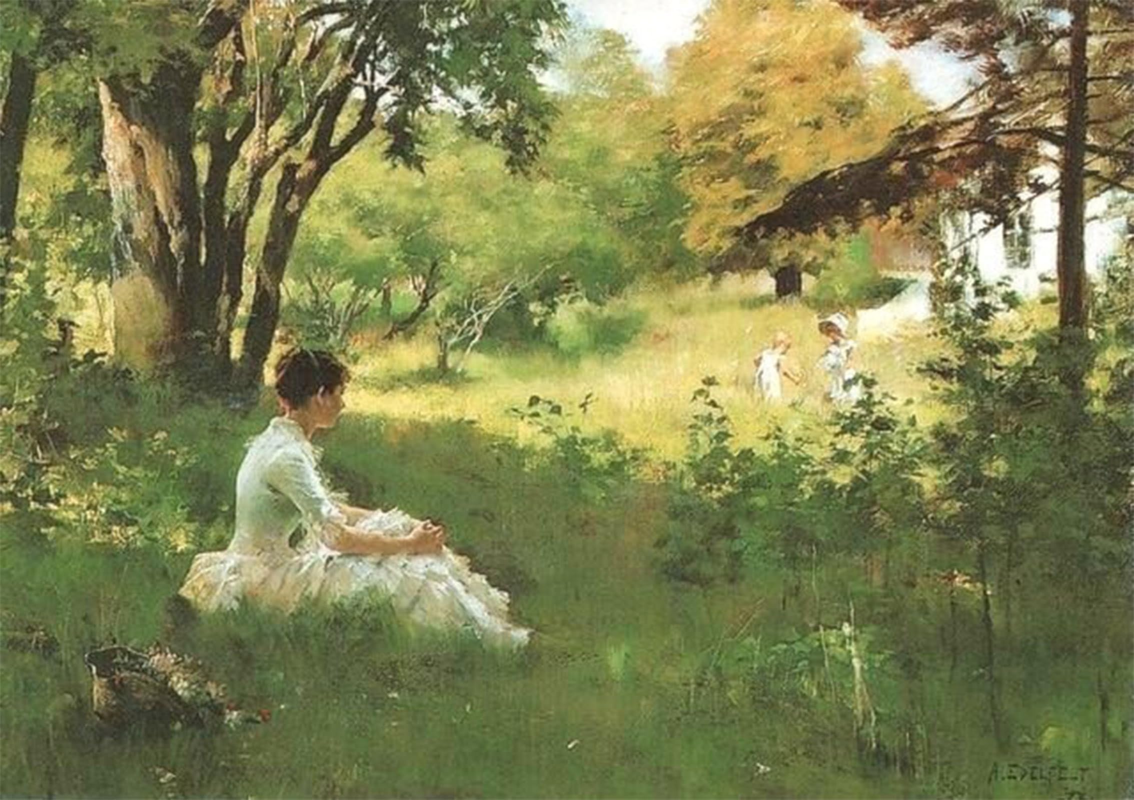 ARTXLXXBN Famous Prints Artwork Pictures Poster Painting Art Summer Albert Edelfelt Artwork Landscape Pictures for Home Decor 60x90cm