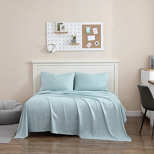 1888 Mills True Classics - Juego de sábanas de microfibra (azul, matrimonial)