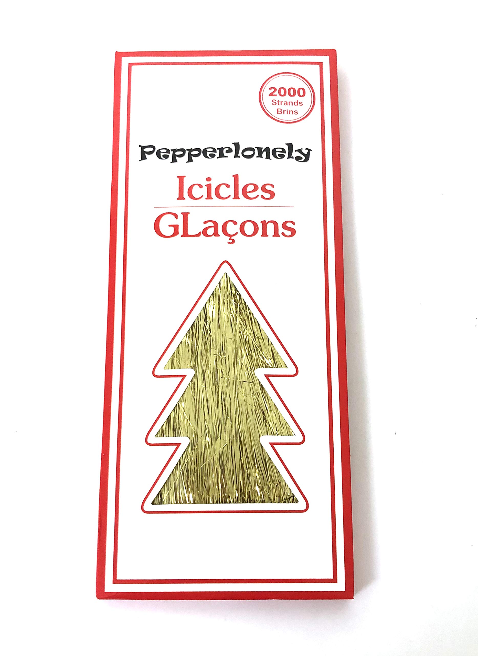 PEPPERLONELY 2000 Strands Icicles Tinsel Tree Christmas Decorations, Gold