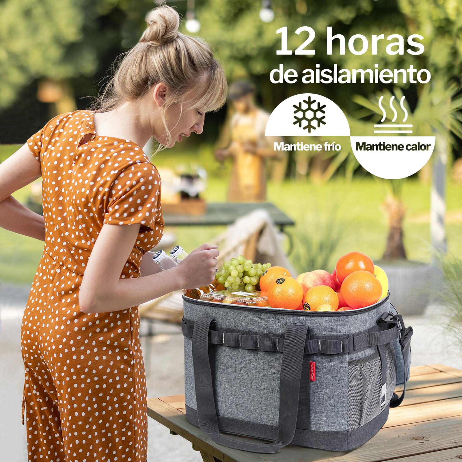 Nevera Portatil 30L, 12 Horas de Refrigeración, Bolsa Nevera Isotermica Porta Alimento Grande con múltiples Asas, Bolso Termica Plegable para Camping, Picnic, Playa