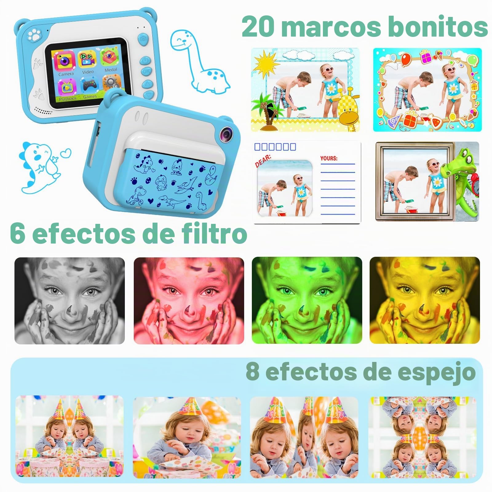 CHAKEYAKE Camara Fotos Infantil Instantanea, Camarade de Fotos para Niños con Pantalla de 2,4”, 1080P HD Cámara Digital Infantil con 32GSD Tarjeta, Regalo Juguetes para Niños 3 a 12 Años (Azul)