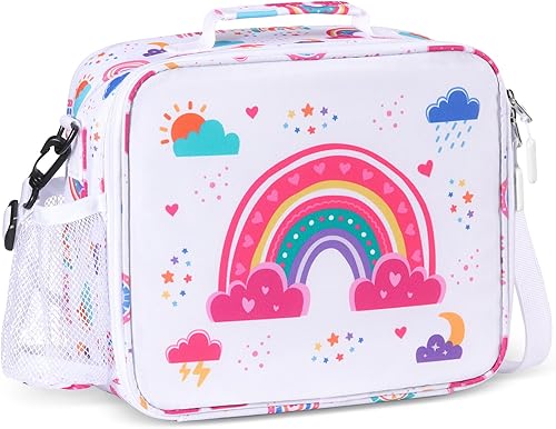 Miniatura 10 de rockpapa Lonchera infantil para niños con correa, impermeable, resistente a las manchas y al aceite, bolsa de almuerzo aislada, bolsa de almuerzo