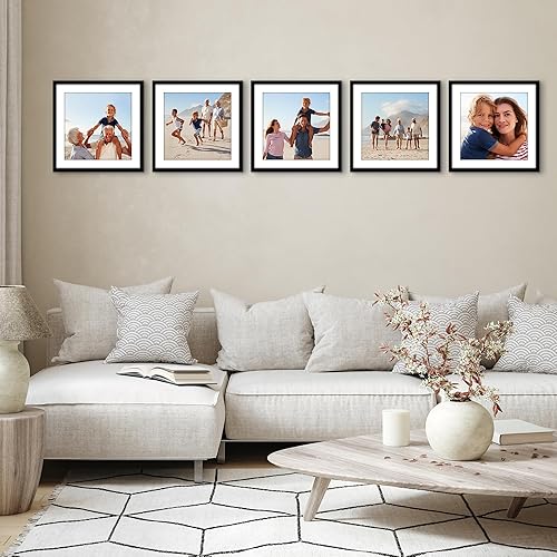 Vista 349 de Americanflat Portarretratos de 5 x 6 pulgadas con plexiglás pulido, juego de 5 portarretratos de 2 x 3 pulgadas con paspartú o para fotos de 5 x 6