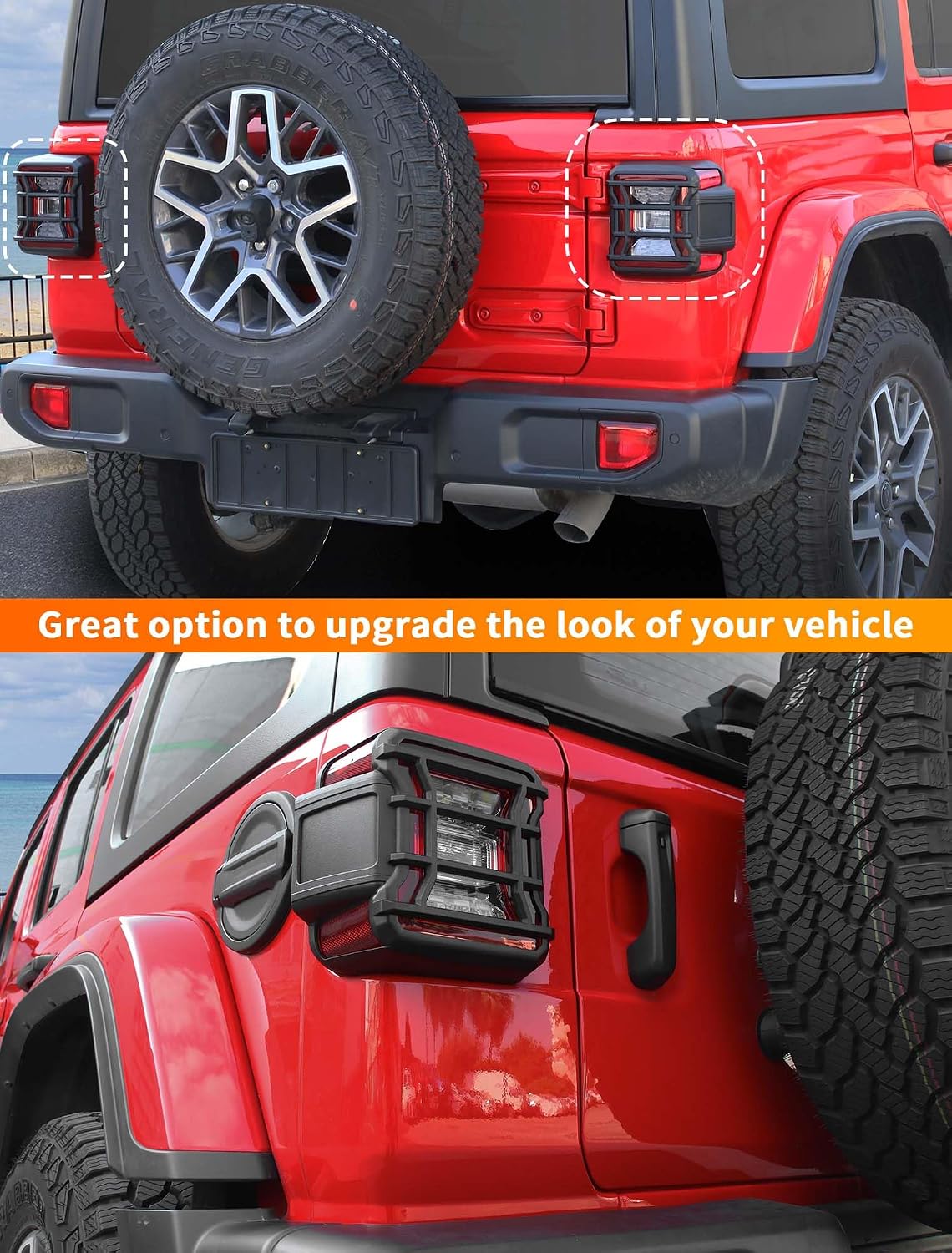 Savadicar Black Taillight Trim Cover for Jeep Wrangler JL JLU 4xe & Gladiator JT 2018–Present – Rear Light Accent, Exterior Styling Upgrade Accessory