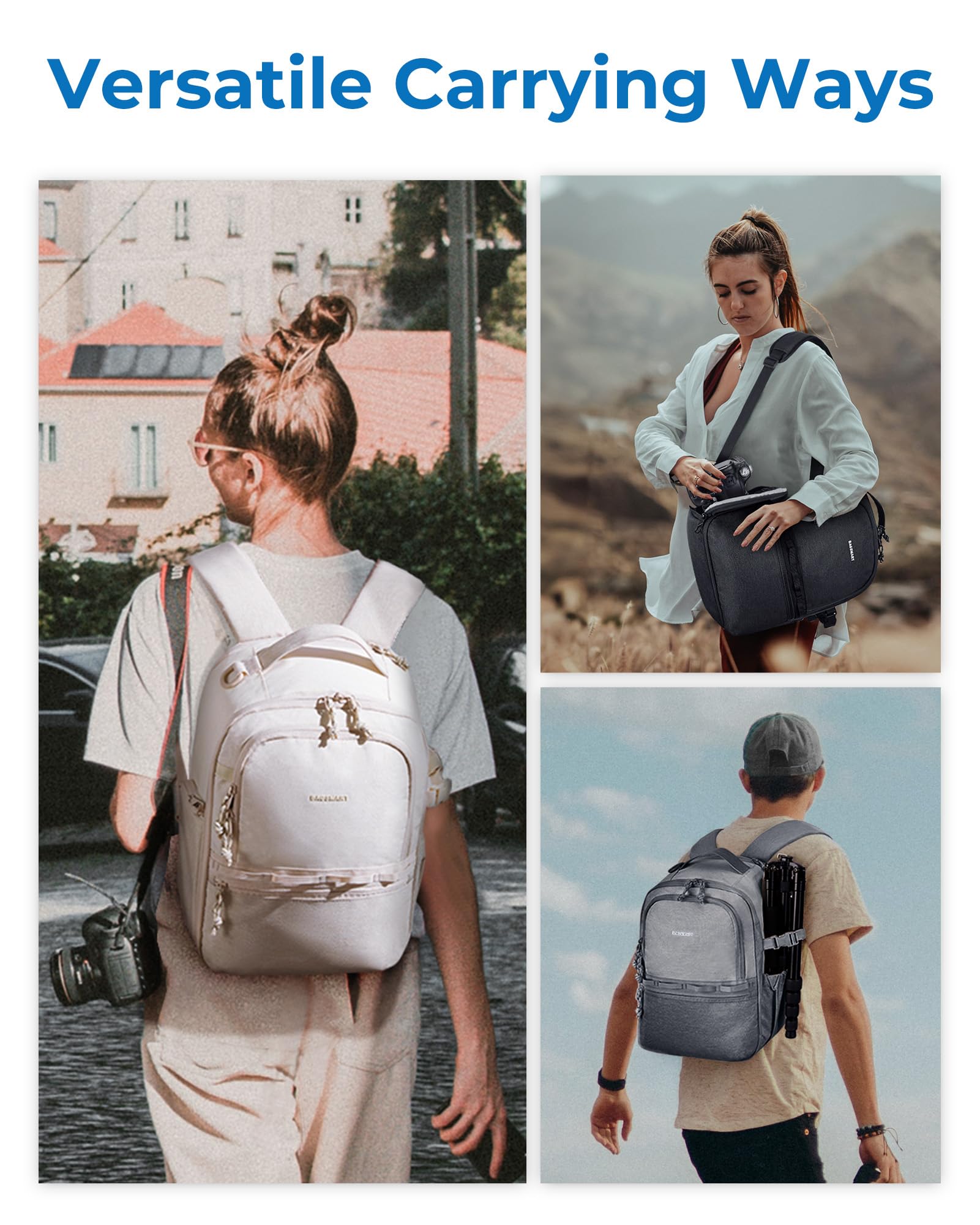 BAGSMART Kamerarucksack,DSLR SLR Klein Kameratasche für Fotografen Kompatibel,Schultergurt 2-in-1 Reiserucksack Passend für 12.9" iPad,für Sony,Canon,Nikon
