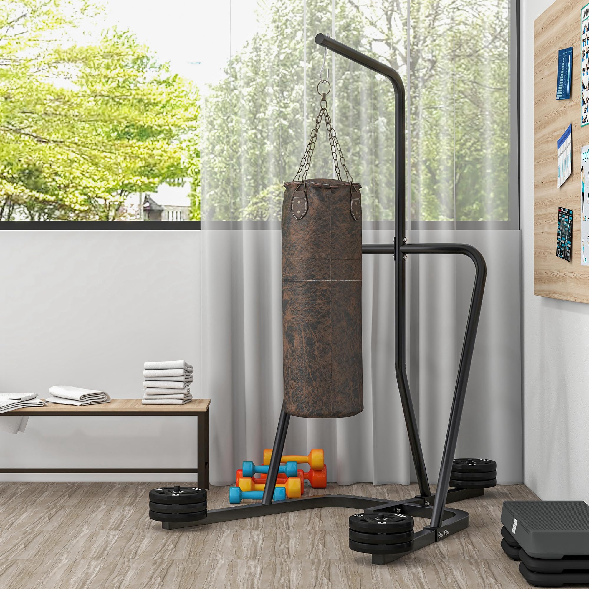 SPORTNOW Soporte de Saco de Boxeo de Pie con Marco de Acero 60 kg Negro