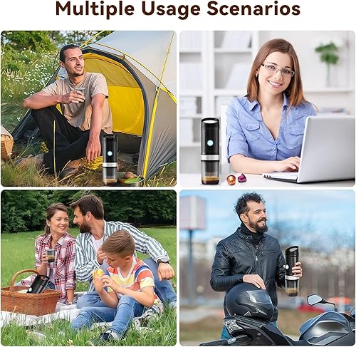 Miniatura 6 de Cafetera portátil, cafetera de viaje con autocalentamiento de 3 a 4 minutos, 20 bares, 9600 mAh de durabilidad, mini cafetera espresso compatible