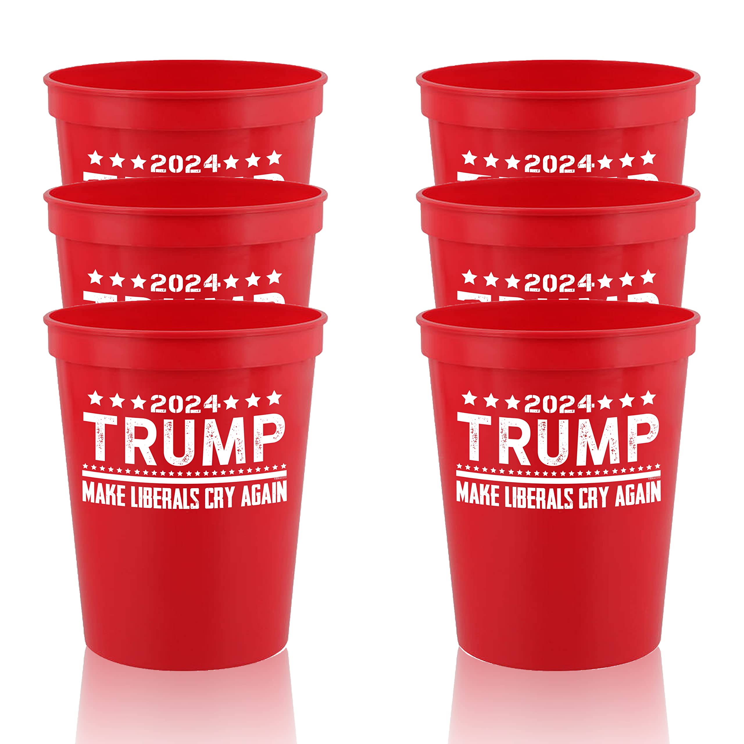 Veracco Trump 2024 Make Liberties Cry Again 16 oz. Stadium Cup Recyclable Party Cup (Red, 12)