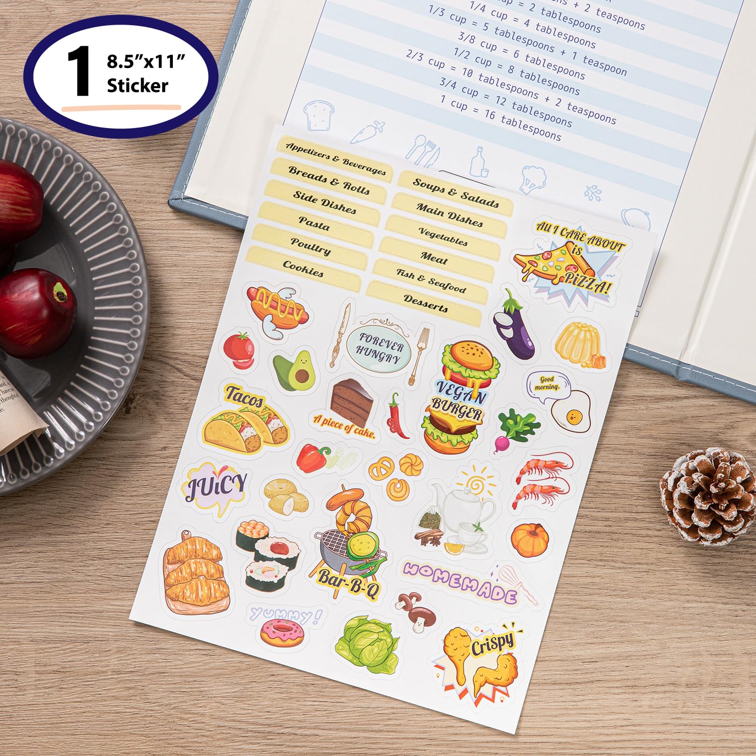 COFICE Raccoglitore per ricette con maniche in plastica, 21 x 28 cm, organizer a 3 anelli, kit per ricette, per scrivere le tue ricette, copertina in ecopelle (blu)