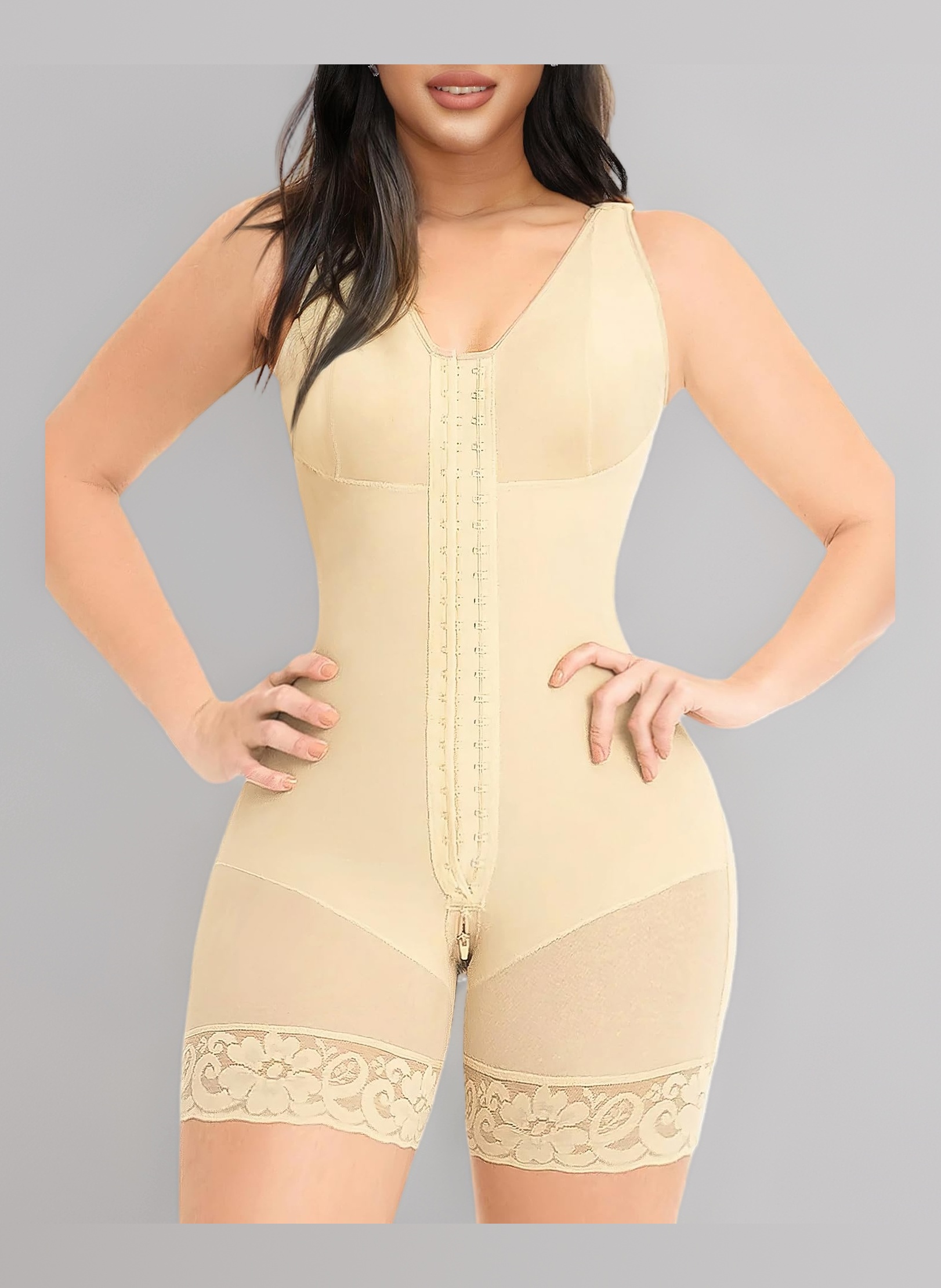 YIANNA Shapewear for Women Tummy Control Full Body Shaper Fajas Colombianas Bodysuit Butt Lifter Post Surgery Zipper Crotch