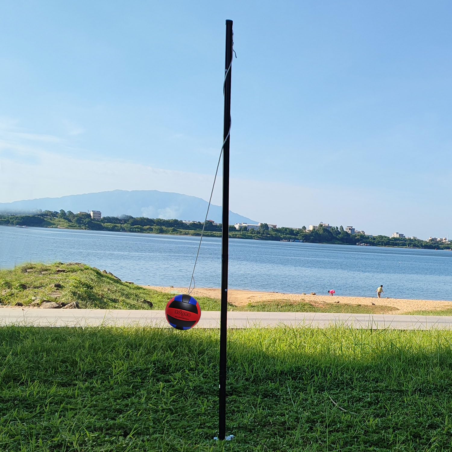 Tragbares Tetherball-Set mit Tetherball-Ball, Seil und Stange, robustes Tetherball-Stangen-Set für Familienspaß, Outdoor-Spielspaß für Erwachsene, Hinterhof, Rasen, Sand und Strand