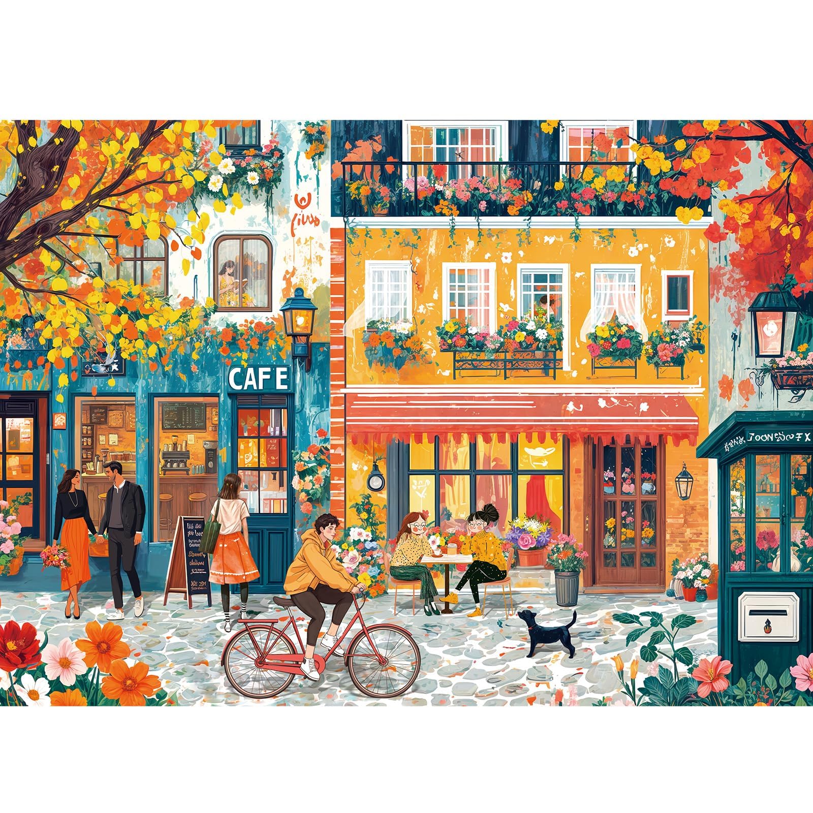 Puzzles 1000 Pieces for Adults jigsaw puzzles for adults-Flower Shop on the Corner-1000 Piece Puzzle Classic Educational Games Beautiful Decoration Puzzle,70 * 50cm