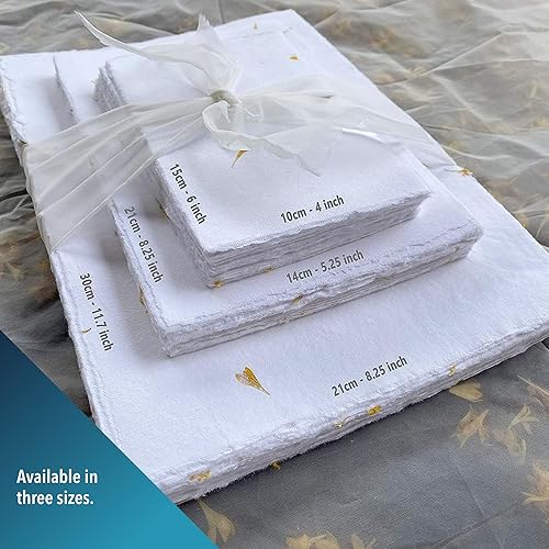 Miniatura 10 de Wanderings Tarjetas de papel blanco hechas a mano con pétalos de flores incrustados reales, paquete de 50 de 4 x 6 pulgadas, papel para tarjetas