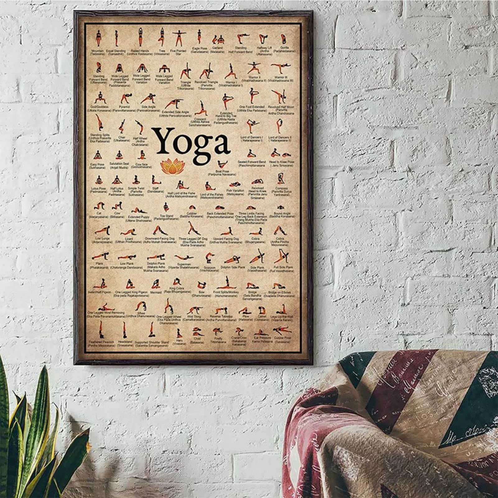Poster Di Yoga Per La Palestra A Casa – Poster Di Asana Yoga Per L'allenamento Completo Del Corpo | Tabella Di Posizioni Di Yoga In Palestra Per Gli Amanti Di Yoga Per Aumentare