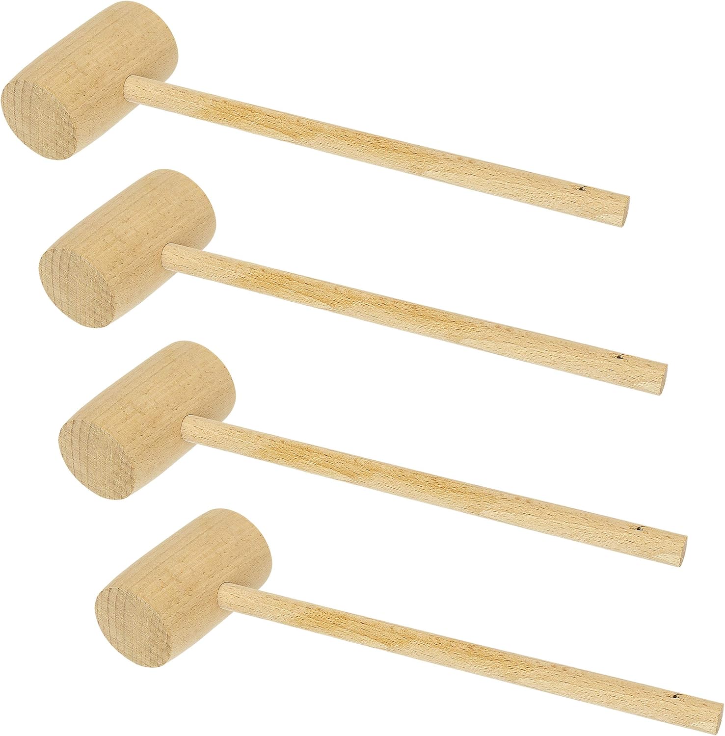 "Wooden Crab Mallet Seafood Lobster Shellfish Cracker Hammer - Hardwood Set of 4 by Southern Homewares"