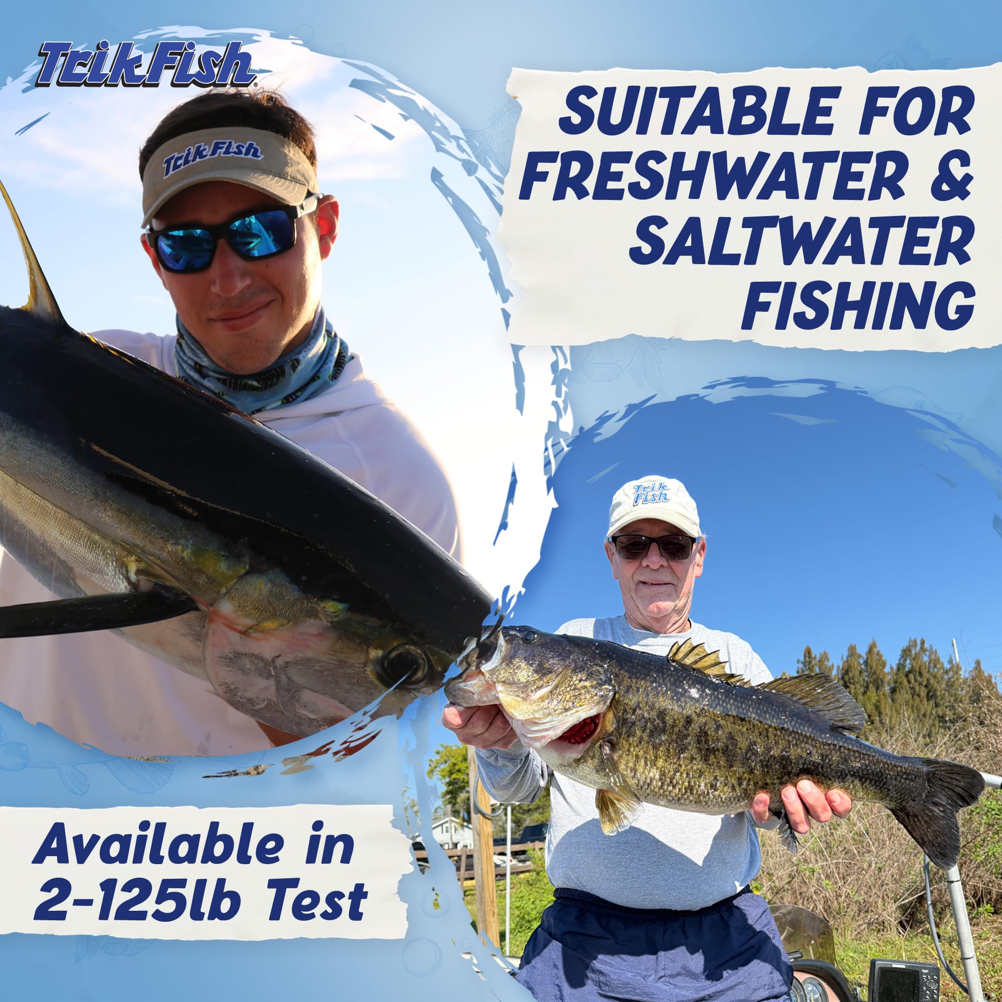TrikFish - Sedal de pesca de fluorocarbono, línea de pesca de fluorocarbono para pesca de agua dulce y salada, ultra fuerte, prácticamente invisible bajo el agua y lanzamiento suave, línea de pesca