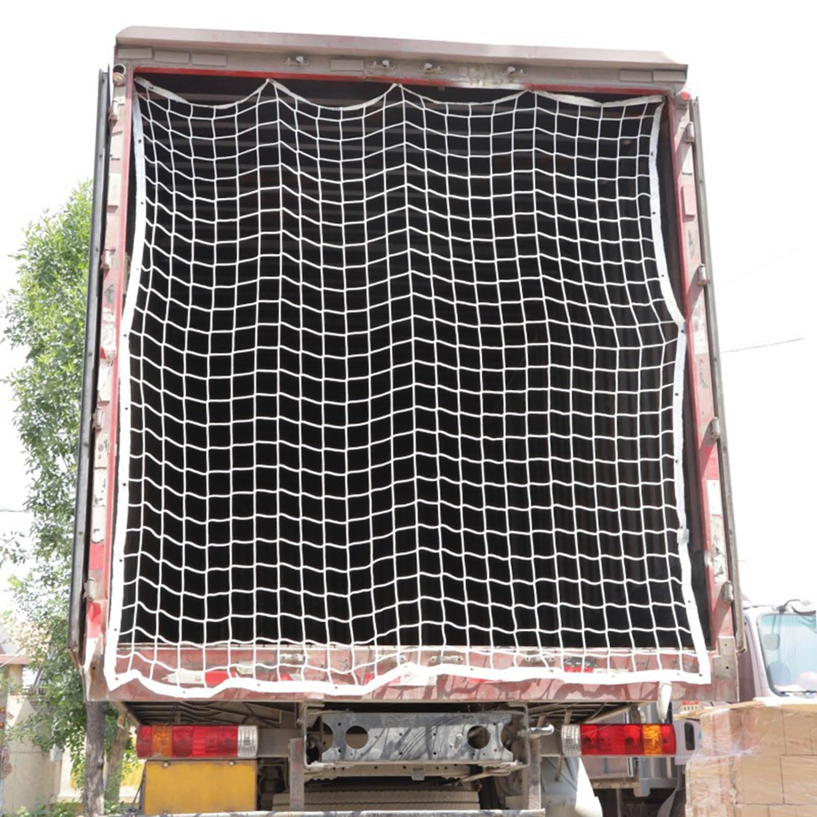 Container Ladungssicherungsnetz Schutznetz Verstärktes Seil Hohe Elastizität Und Stoßfestigkeit Ladungssicherungsnetz 2.4x2.5m(7.5x8.2ft)
