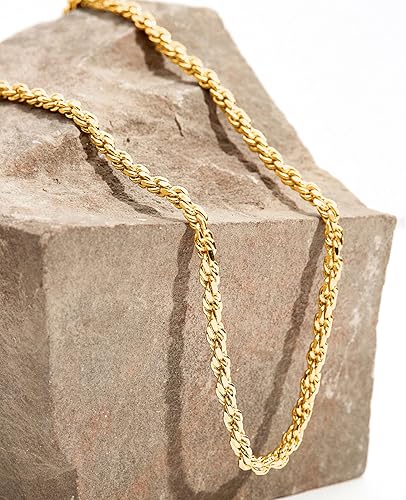 Miniatura 3 de PAVOI Collar de cadena de eslabones ajustables chapado en oro de 14 quilates para mujer Collares de cadena de oro tipo caja, cuerda, esfera