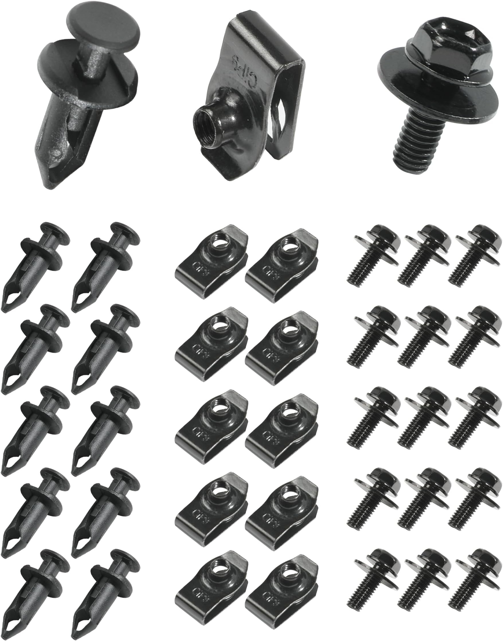 Zlirfy 35PCS Engine Under Cover Splash Shield Guard Body Bolts Screws,Bumper Fender Liner Push Retainer Fastener Rivet Clips,Bumper Clips Extruded U-Nuts Kit,Replacement for G35 G37 FX35 FX45