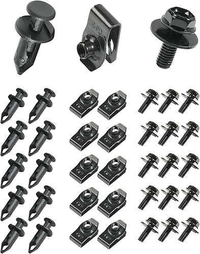 Zlirfy 35 piezas de protección contra salpicaduras para el motor, tornillos de protección del cuerpo del guardabarros, retenedores de empuje,