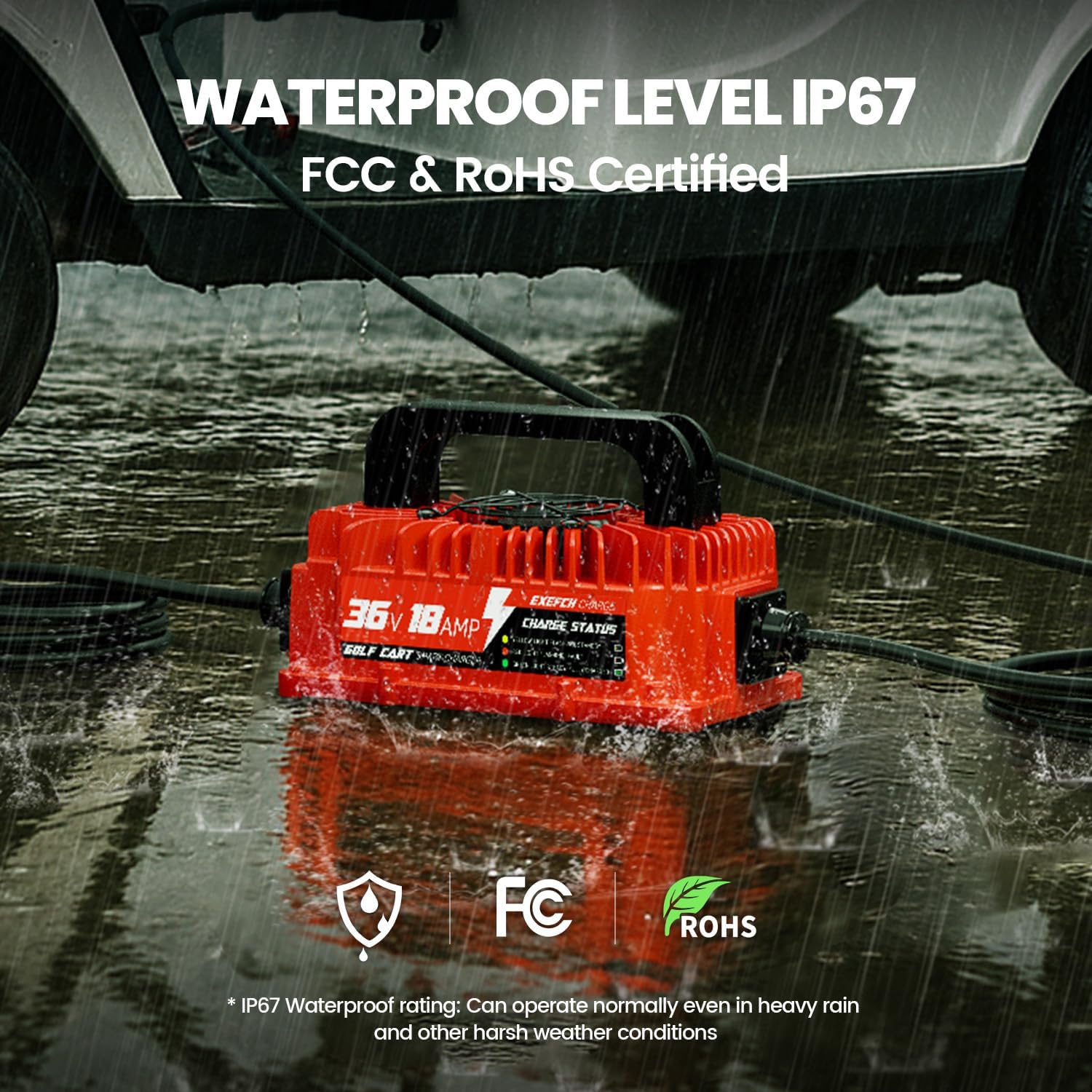 36 Volt 18 Amp Golf Cart Charger with 2-Pin D Style Plug for EZGO TXT Charger Only for Lead Acid Battery - Image 4