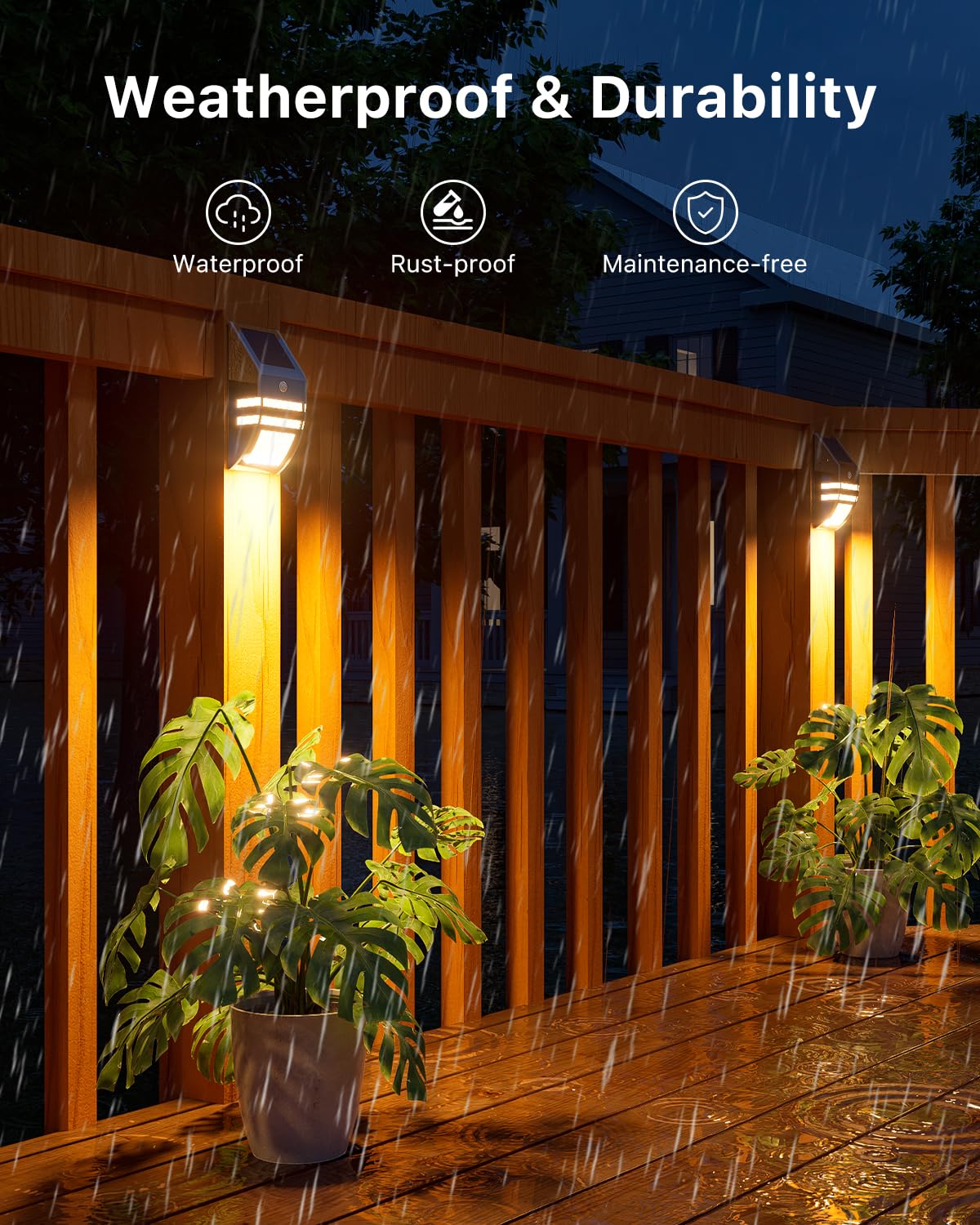 8 Stück Edelstahl Solar Zaunleuchten Outdoor Wasserdicht Bewegungsmelder Lichter für Terrasse Pfosten Deck Veranda Treppe Geländer Dock Gate