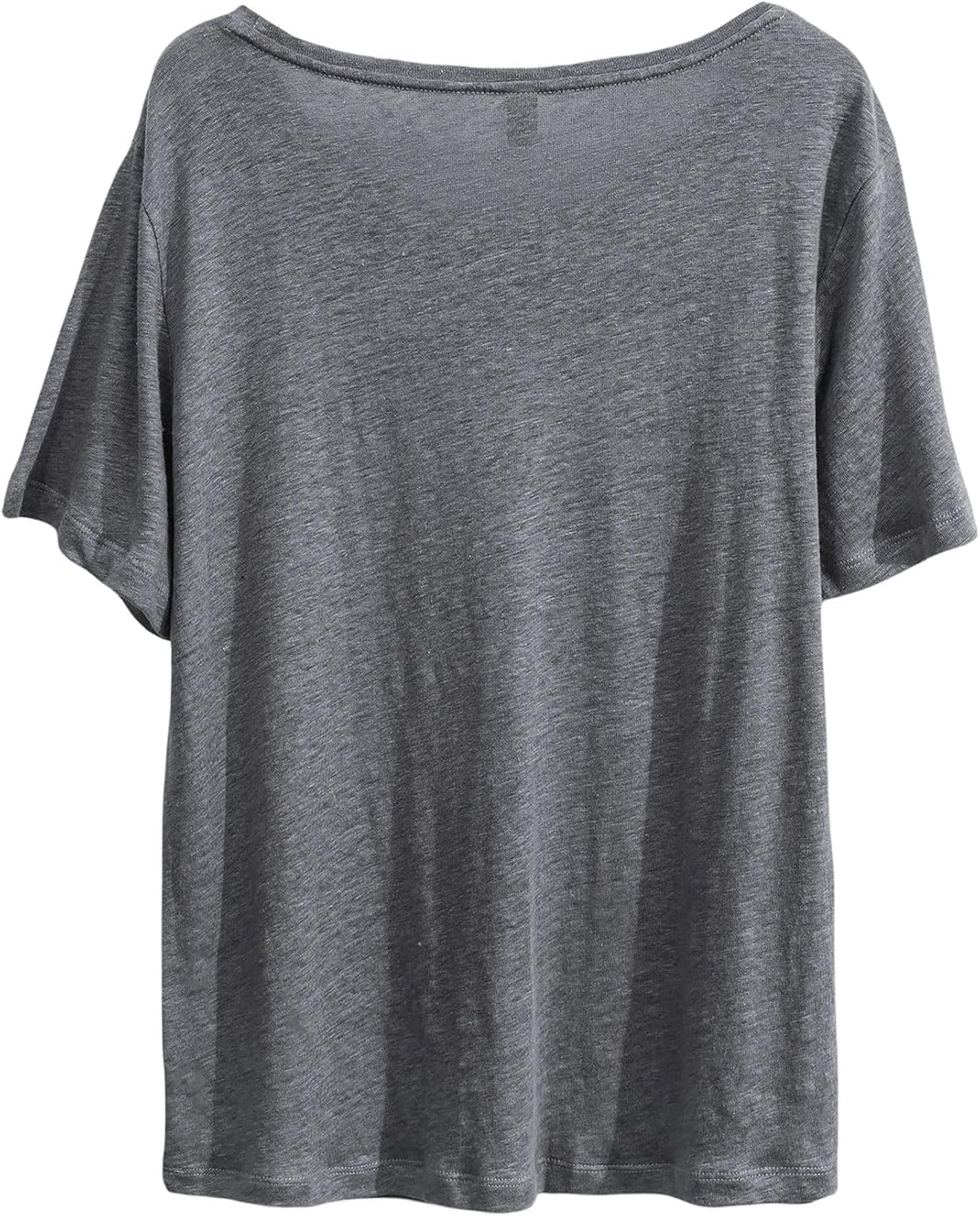 Amazhiyu Women's 100% Linen Knit T-Shirt Short Sleeve Basic Tee Summer - Image 2