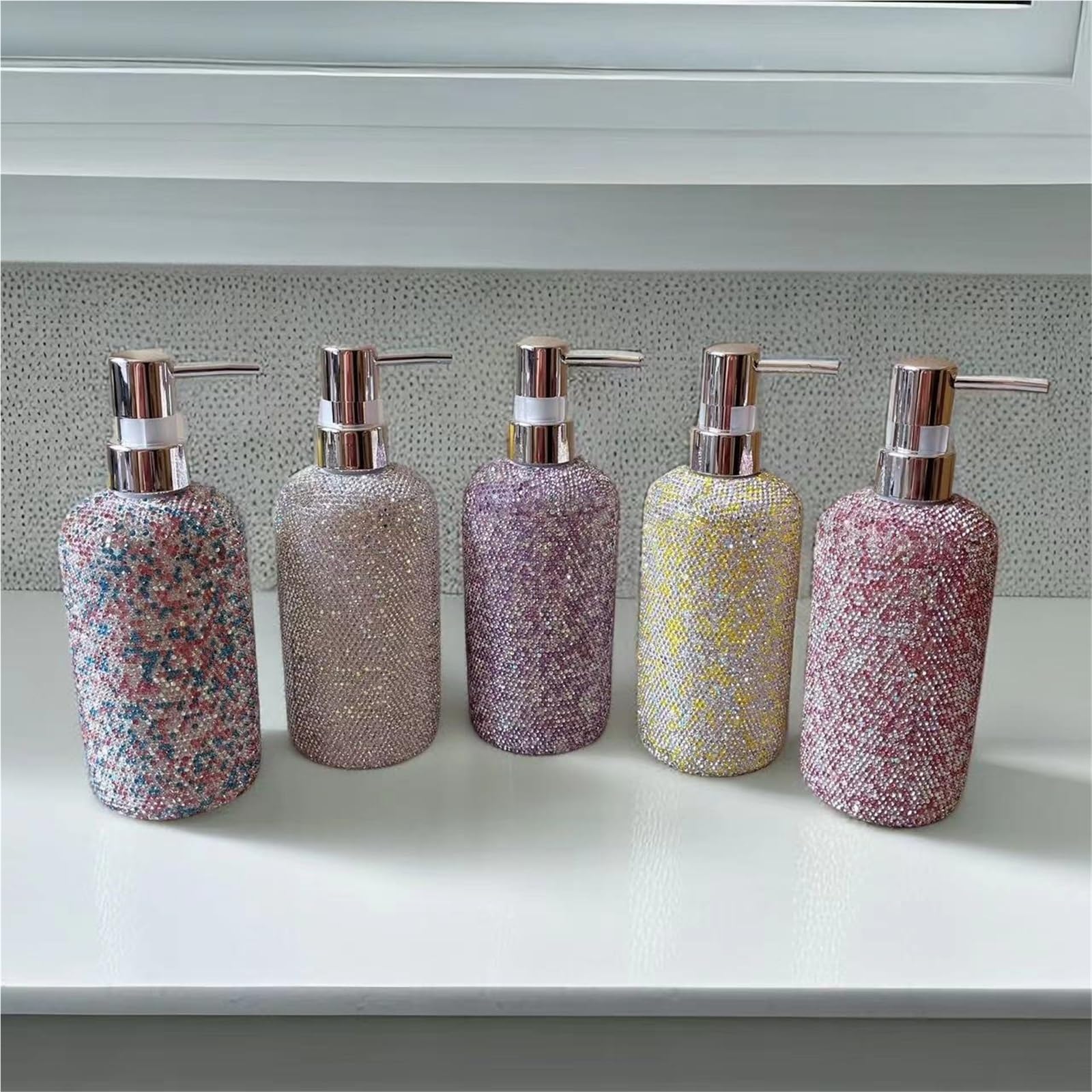 Dispenser da banco per detersivo per piatti Bottiglia for lavaggio a mano in plastica liquida for bagno, cucina, doccia decorativa brillantezza creativa Accessori per il bagno(Purple)