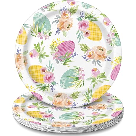 Watercolor Pastel Easter Dessert Plates - 7"