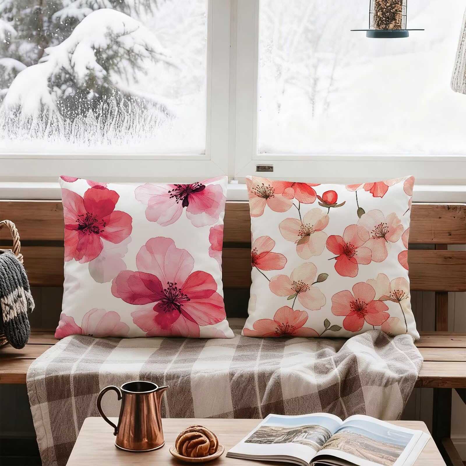 Różowa poszewka na poduszkę 60x60 fabryczna poszewka na poduszkę 60x60 zestaw 4 super miękkich ochraniaczy na poduszkę 60 x 60 dekoracja jesienna kwadratowa poszewka na poduszkę sofa do domu, sypialni