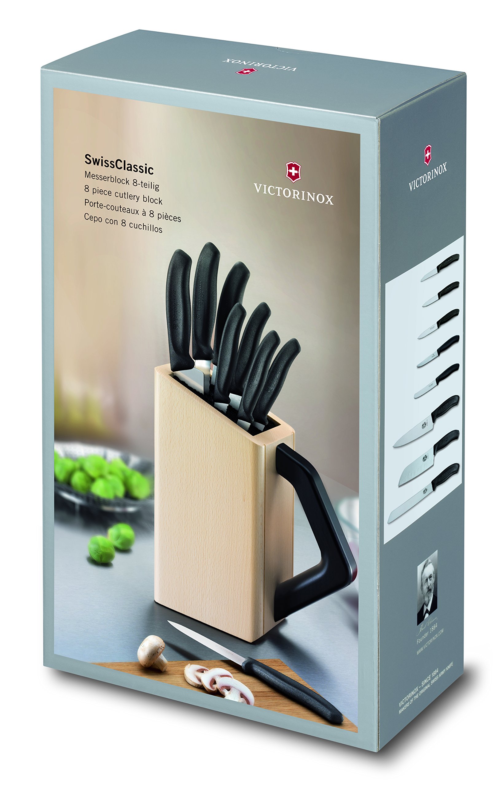 Victorinox Swiss Classic, blocco in legno con 8 coltelli da cucina