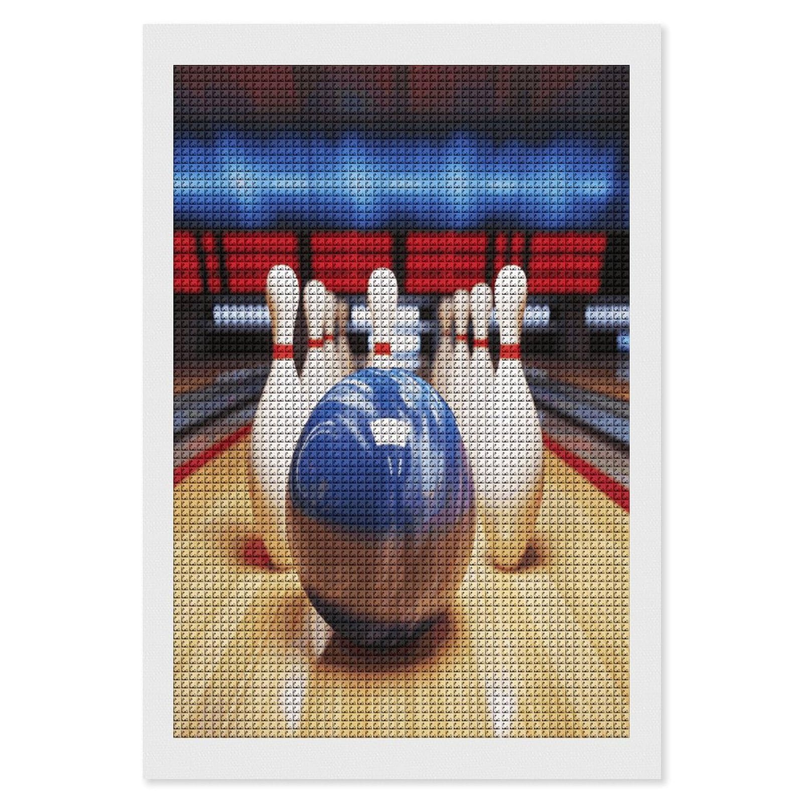 FodPand Bowling Diamond Painting Kit for Beginner Fun 5D DIY Crafts for Adults Diamond Art Kits Square Diamond Art Canvas Painting Gem Art Crafts for Home Wall Decor 8"x12"