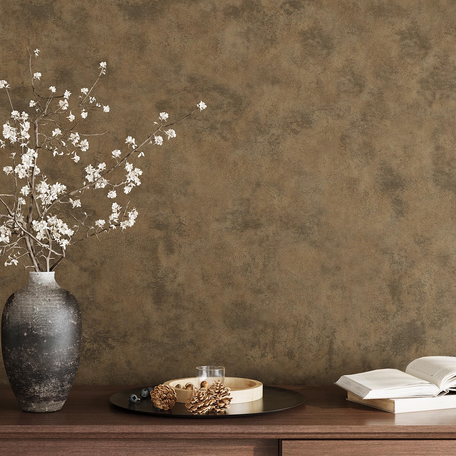 VaryPaper Brown Concrete Wallpaper 40cmx200cm Industrial Cement Contact Paper Self Adhesive Thicken Sticky Back Plastic Kitchen Vinyl Wrap for Worktop Cupboards Hallway Bathroom Wallpaper Waterproof