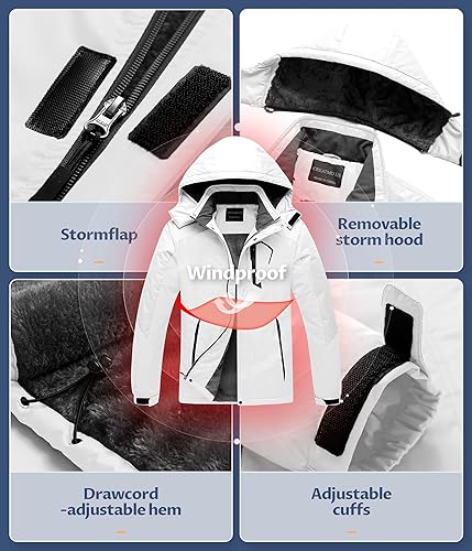 Miniatura 5 de CREATMO US Chaqueta de esquí impermeable de montaña para hombre, resistente al viento, abrigo de invierno cálido para snowboard