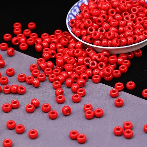 Miniatura 3 de GMMA 1000 cuentas perforadas de plástico rojo para manualidades, cuentas de pelo arcoíris a granel, máscara facial, cuentas de pony para el cabello,