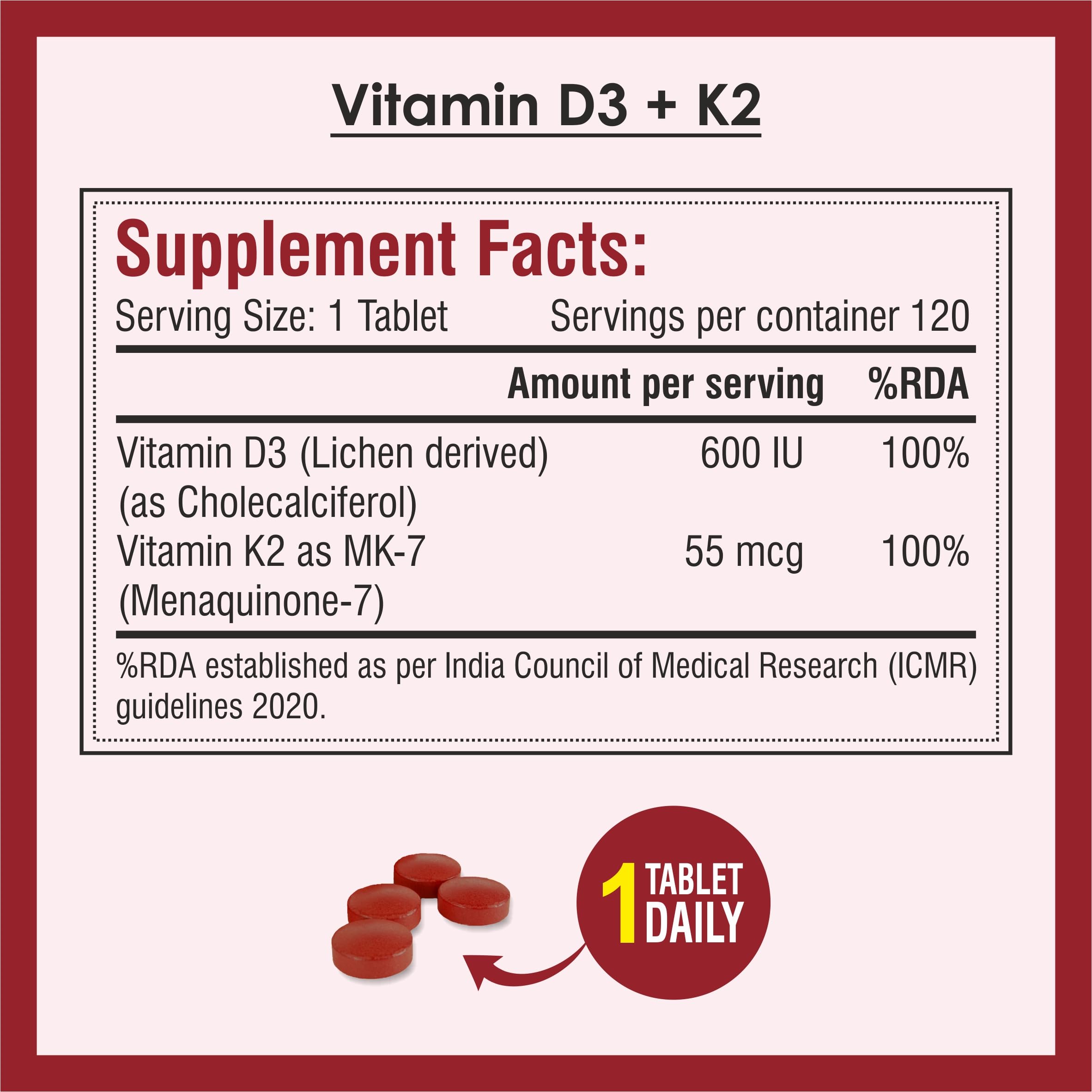Biotrex Nutraceuticals Vitamin D3 600 IU + K2 MK7 Supplement For Advance Bone Health & Heart Health - 120 Veg Tablets — Amazon image 3