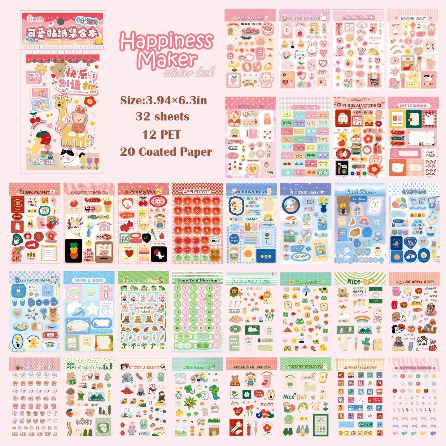 Sticker Book for Scrapbooking Sppulies,Kawaii Pets Stickers for Journaling image 5