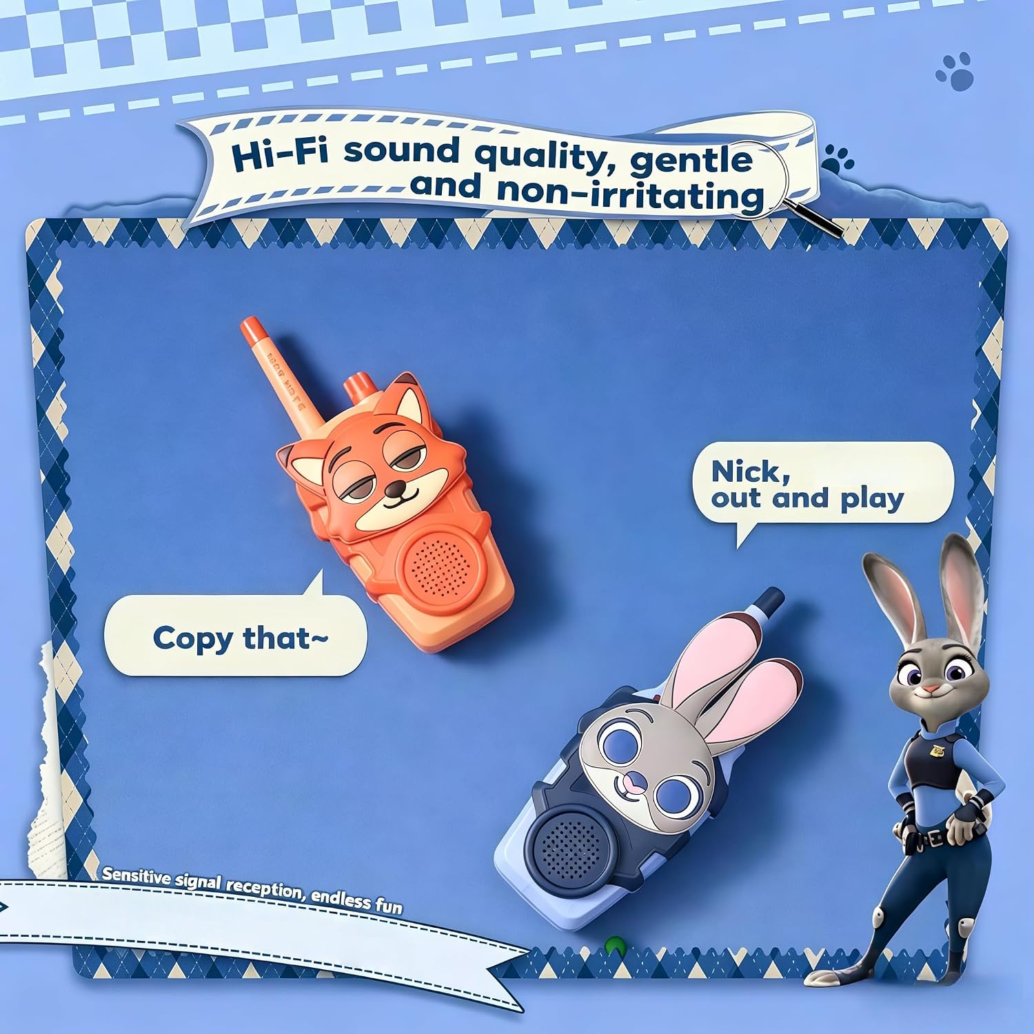 MINISO Disney Zootopia Nick & Judy Walkie Talkies, Cute Exquisite Fun Two-Way Radios, Collectible Gift for Birthday & Party