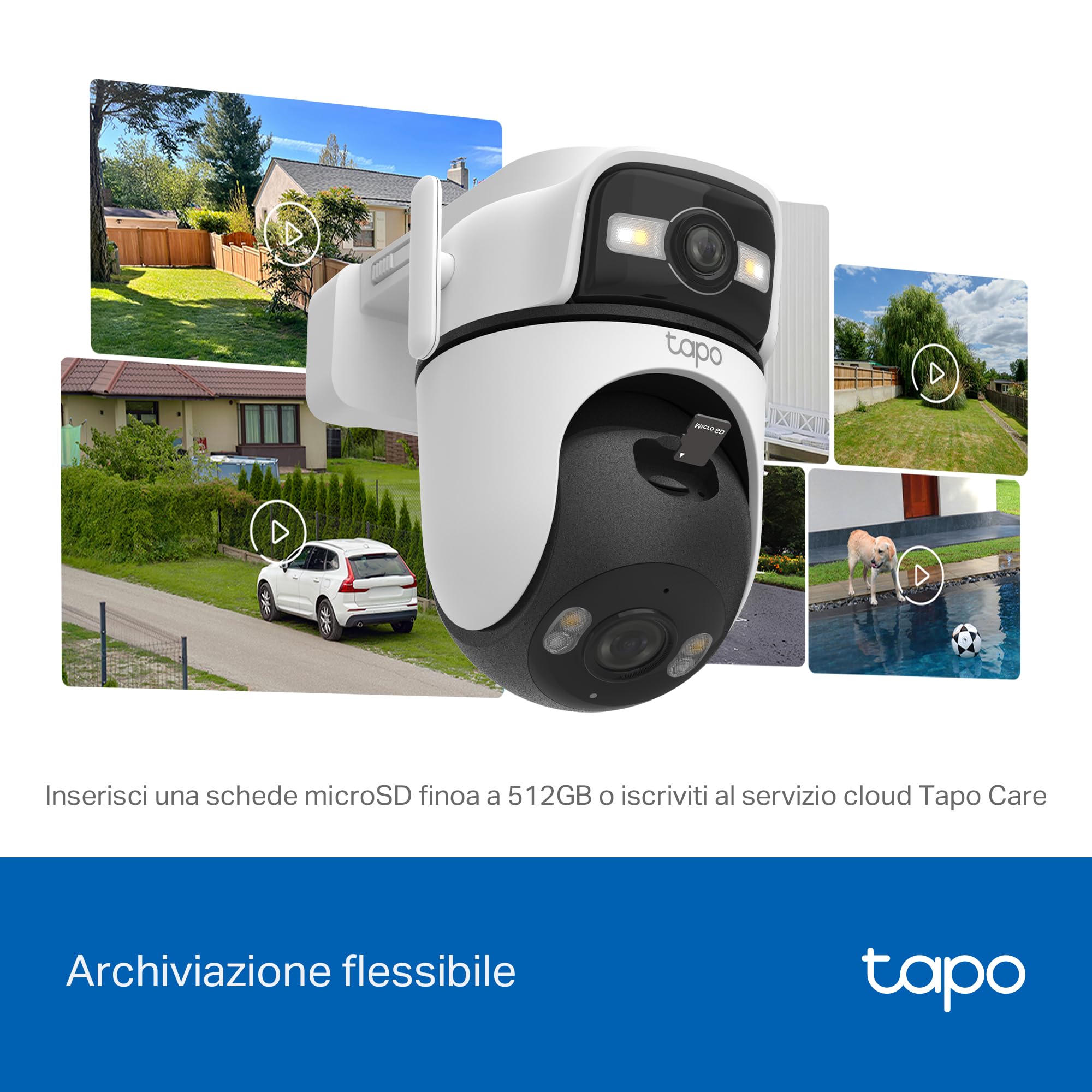 Tapo C545D 3MP+3MP Telecamera WiFi Esterno Doppio Obiettivo 360° PTZ — immagine 5 di 16