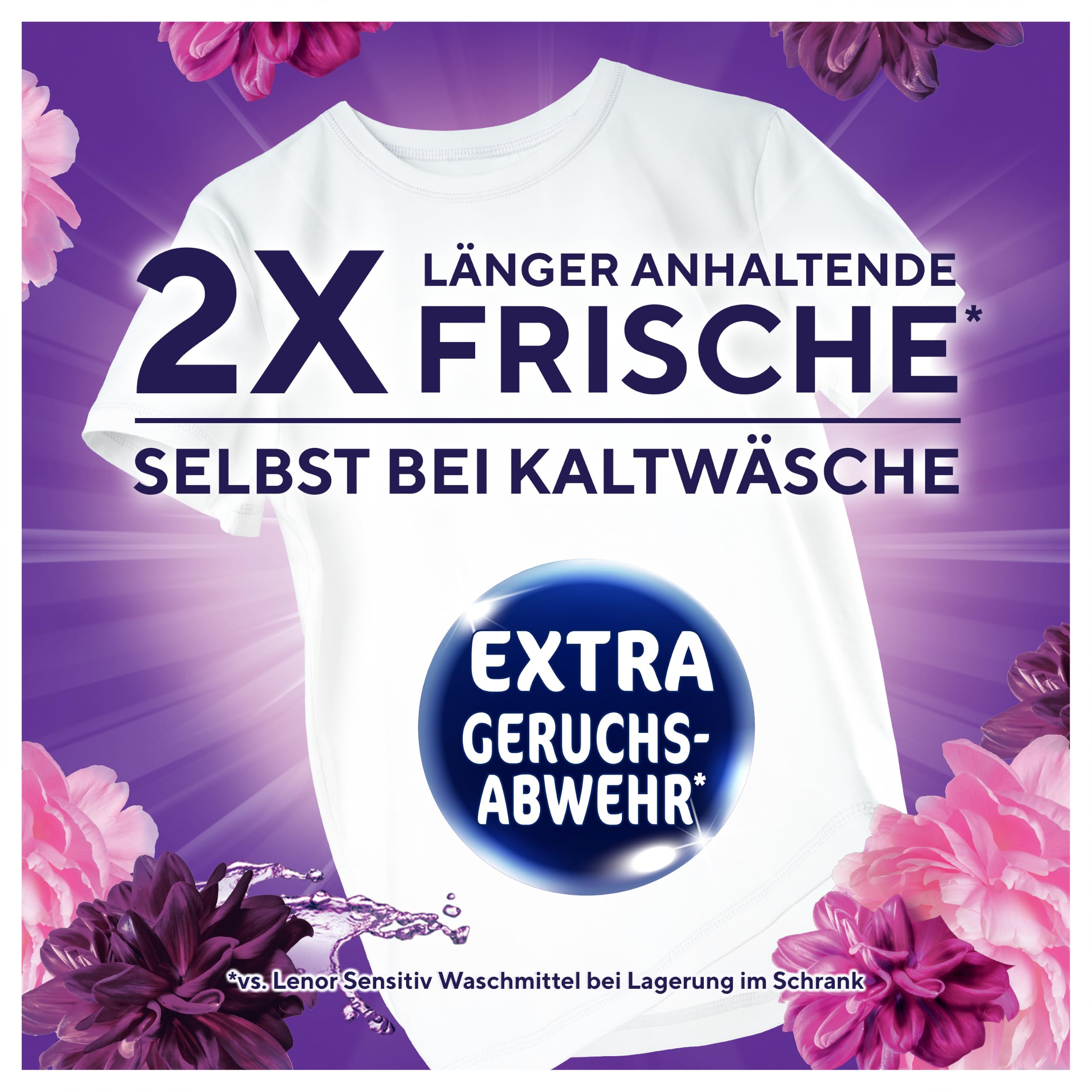 Lenor Pulverwaschmittel Color Amethyst Blütentraum, 72 Waschladungen, Extra Geruchsabwehr Und Lang Anhaltende Frische