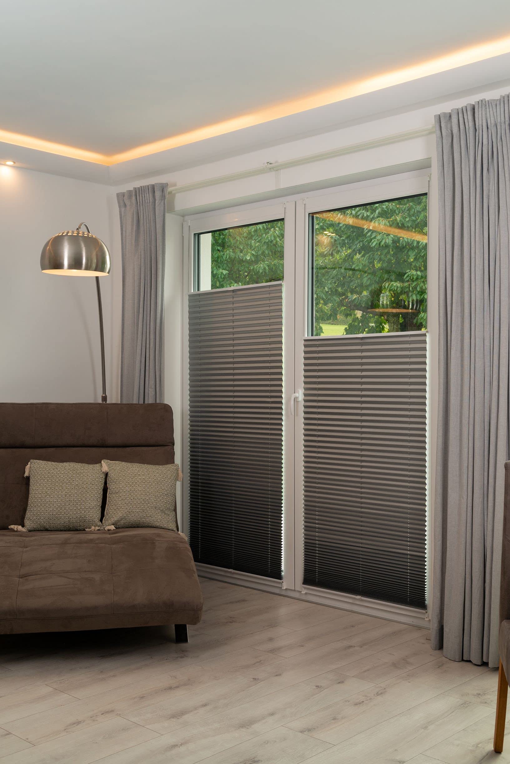 K-home® Klemmfix-Plissee Silbermetallic B85 x H210 cm +++Verdunklung+++
