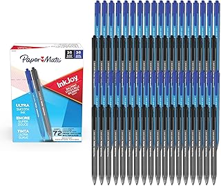Paper Mate InkJoy 100RT Ballpoint Pens, Medium Point (1.0mm), Black & Blue Ink, 72 Count - Bulk Pack for School, Home, Office, College, Note-Taking
