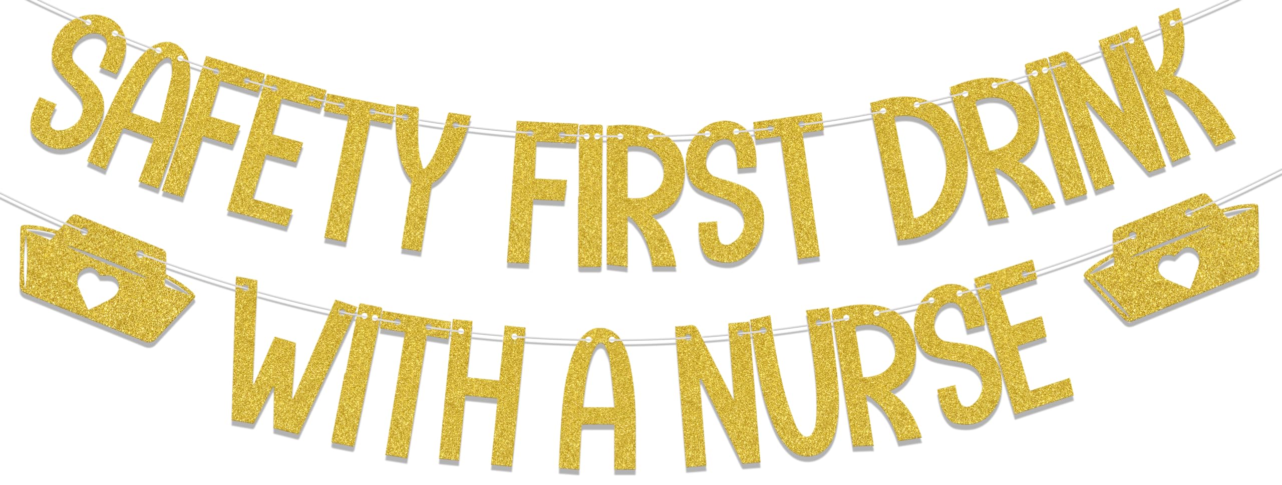 LANKBACK Safety First Drink With A Nurse Banner, 2024 Nurse Graduation Party Decorations, I Will Stab You, Nursing/Medical School Grad Party Decor Supplies Gold